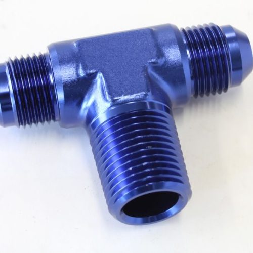 TEE -8AN WITH 1/2″ NPT ON SIDEBLUE AN TEE WITH NPT ON SIDE