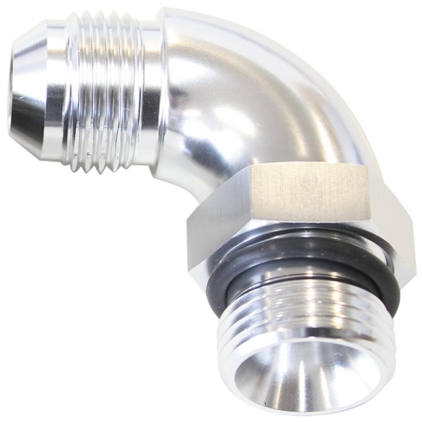 90 DEG -8ORB TO -6AN COMPLETE WITH JAM NUT AND O-RING SILVER