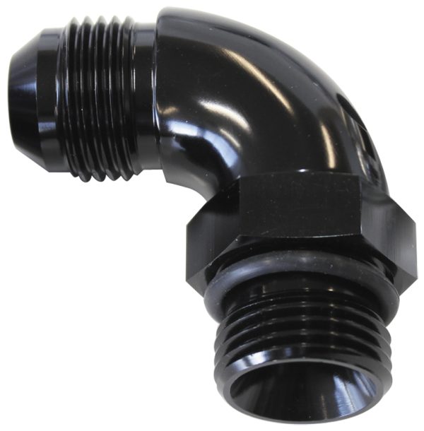 90 DEG -8ORB TO -10AN COMPLET WITH JAM NUT AND O-RING BLACK