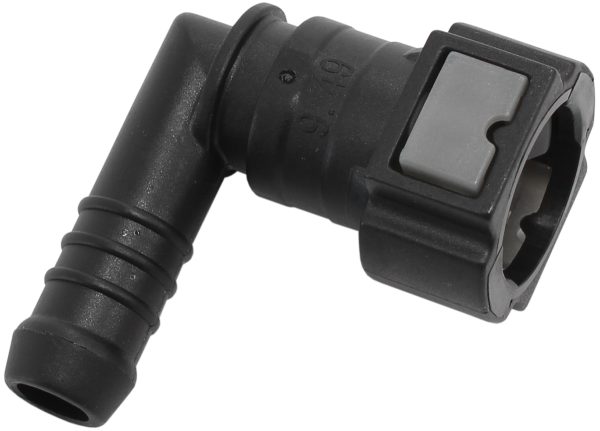 PUSH ON 3/8" EFI FITTING TO   3/8" / 9.65MM BARB 90 DEGREE