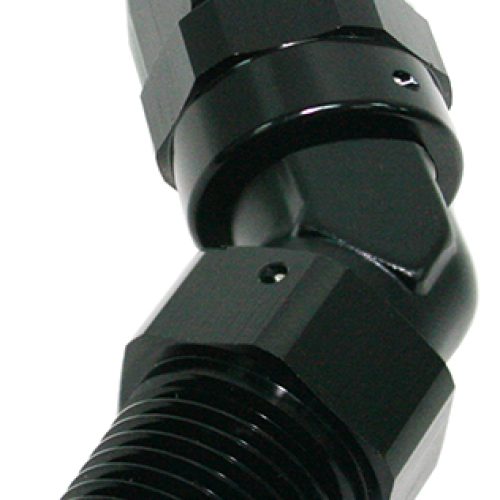 Male 3/8 NPT 45 Deg to -6 Hose Black