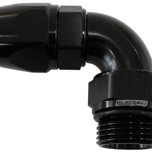 MALE END -8ORB to -8AN TEFLON FULL FLOW BILLET 90 DEG BLACK