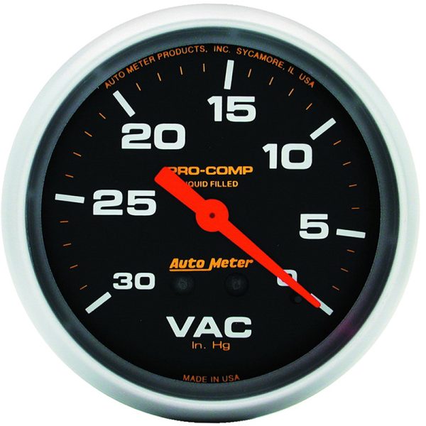 PRO-COMP 2-5/8" VACUUM GAUGE  30IN/HG, LIQUID FILLED MECH.