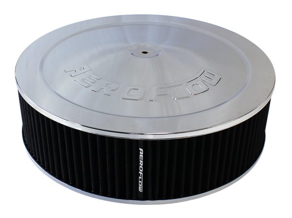 14" X 4"  AIR CLEANER  ASSY   7-5/16" FLAT BASE CHROME COTTO