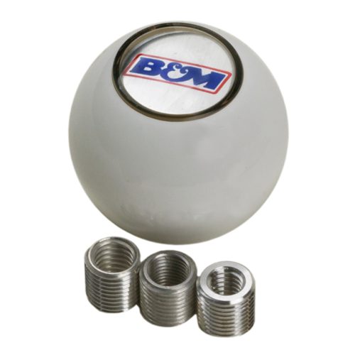 B&M WHITE UNIV.SHIFTER KNOB   COMES WITH B&M LOGO ONLY