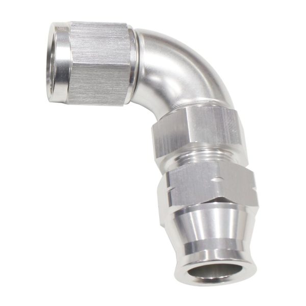 3/8" TUBE 90 deg female -6AN  SILVER SWIVEL NUT WITH OLIVE