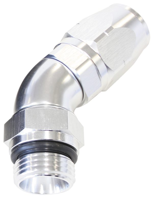 MALE HOSE END -8ORB to 10 HOSEFULL FLOW BILLET 45 DEG
