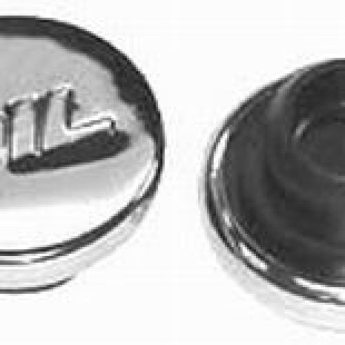 PUSH IN OIL PLUG AND CAP      CHROME TOP & RUBBER BASE