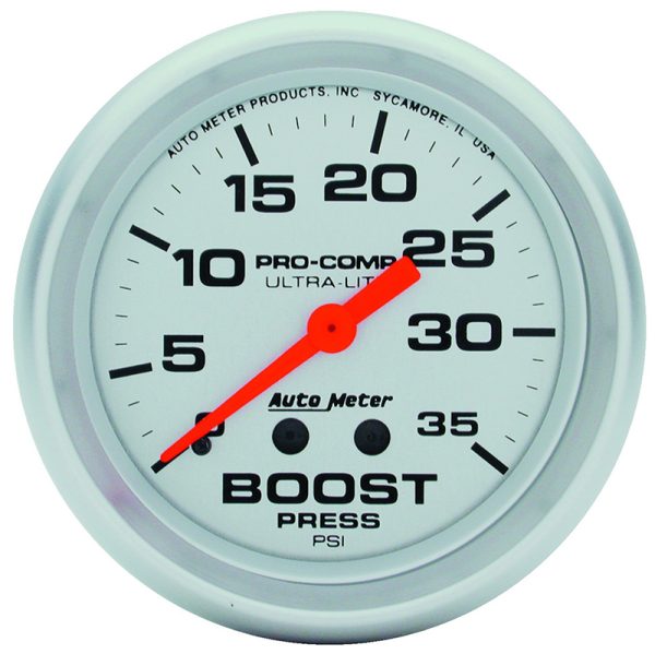 ULTRA-LITE 2-5/8" BOOST GAUGE 0-35PSI, MECHANICAL, 10FT