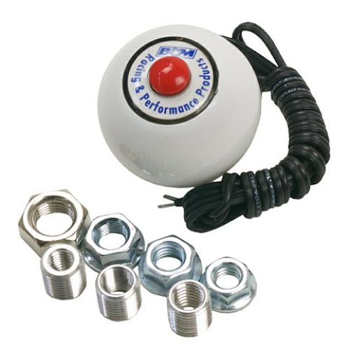 B&M UNIV.SHIFTER KNOB W/BUTTON(WHITE)FOR TRANS BRAKE ETC