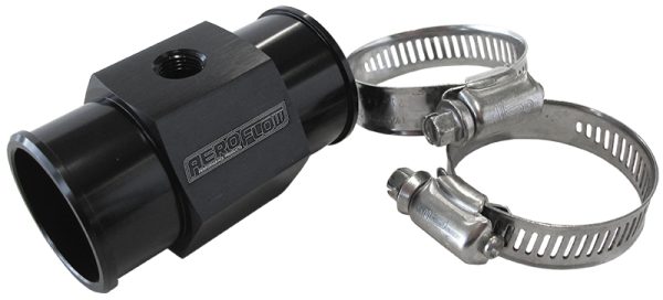 1-11/32" 34mm WATER TEMP HOSE ADAPTER w/ 1/8" NPT GAUGE PORT
