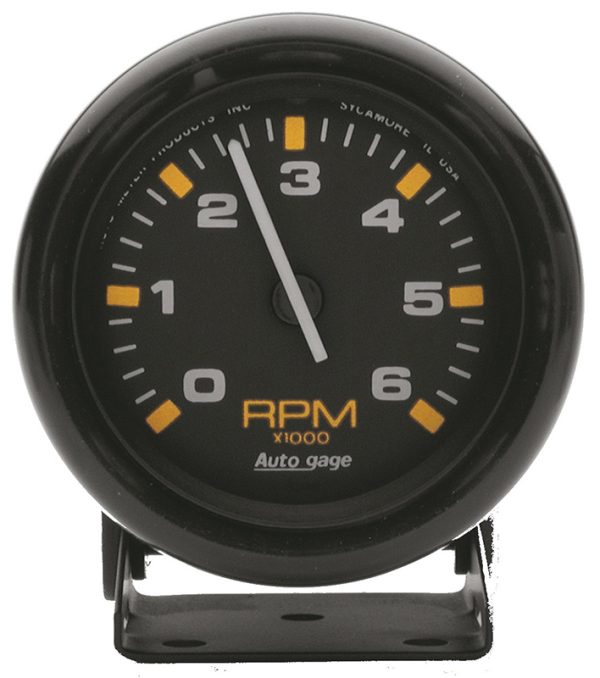 AUTO GAGE 2-3/4" PEDESTAL TACH0-6,000RPM, BLACK FACE & BEZEL