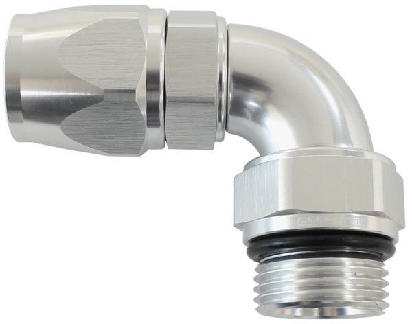 MALE END -12ORB to 12AN TEFLONFULL FLOW BILLET 90 DEG SILVER