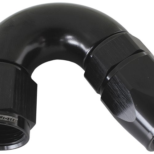 150 DEG -8AN FULL FLOW TEFLON HOSE END BLACK 1 PIECE FULLFLO