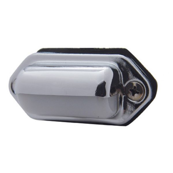 CHROME LICENSE PLATE LIGHT    RECT MILKY LENS 12V