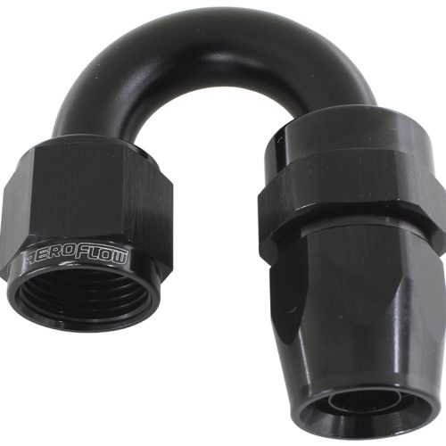 ALLOY 180 DEG HOSE END -4AN   BLACK FULL SWIVEL SUIT TEFLON