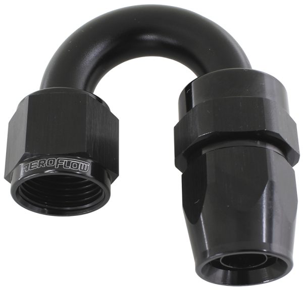 ALLOY 180 DEG HOSE END -4AN   BLACK FULL SWIVEL SUIT TEFLON