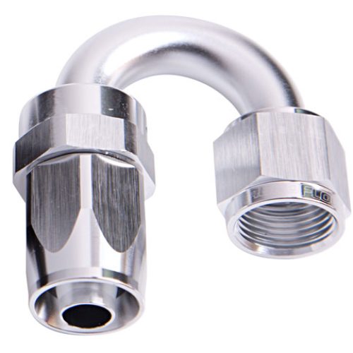 100 Series Taper 180° Swivel Hose End -6AN Silver Finish. Suit 100 & 450 Series Hose