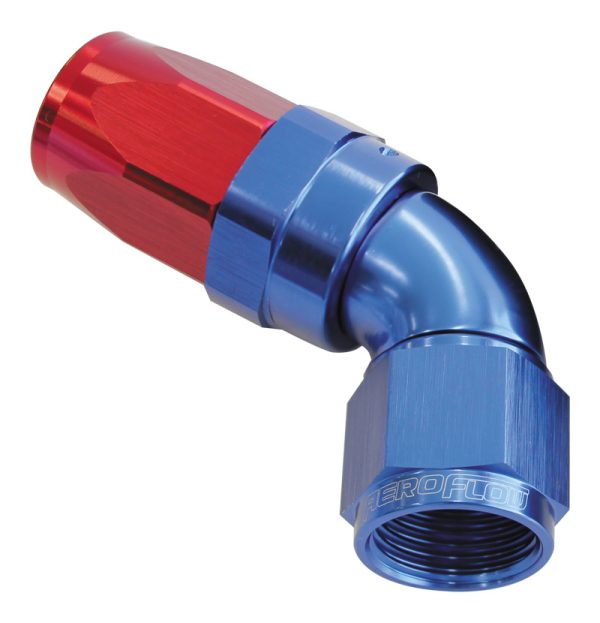 <strong>150 Series Taper One-Piece Full Flow Swivel 60° Hose End -12AN </strong>Blue/Red Finish. Suit 100 & 450 Series Hose - Image 2