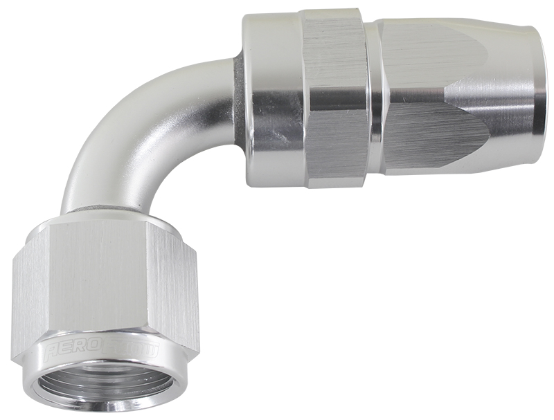 ALLOY 90 DEG HOSE END -8AN SILVER FULL SWIVEL SUIT TEFLON - Image 2