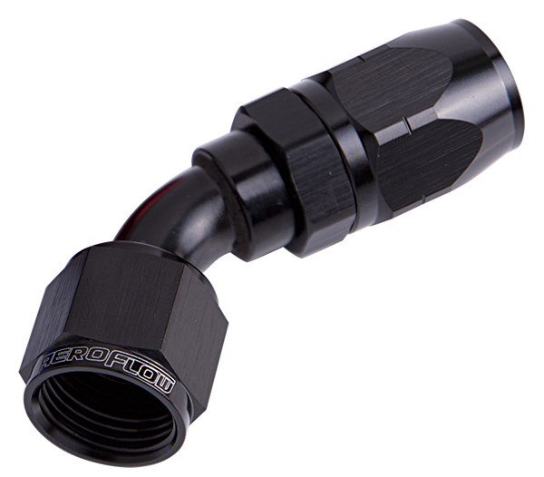 ALLOY 45 DEG HOSE END -6AN BLACK CUTTER STYLE FULL SWIVEL - Image 2