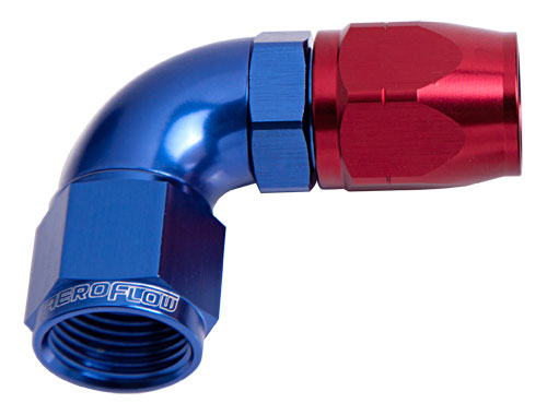 ALLOY 90 DEG HOSE END -8AN BLUE CUTTER STYLE FULL SWIVEL - Image 2