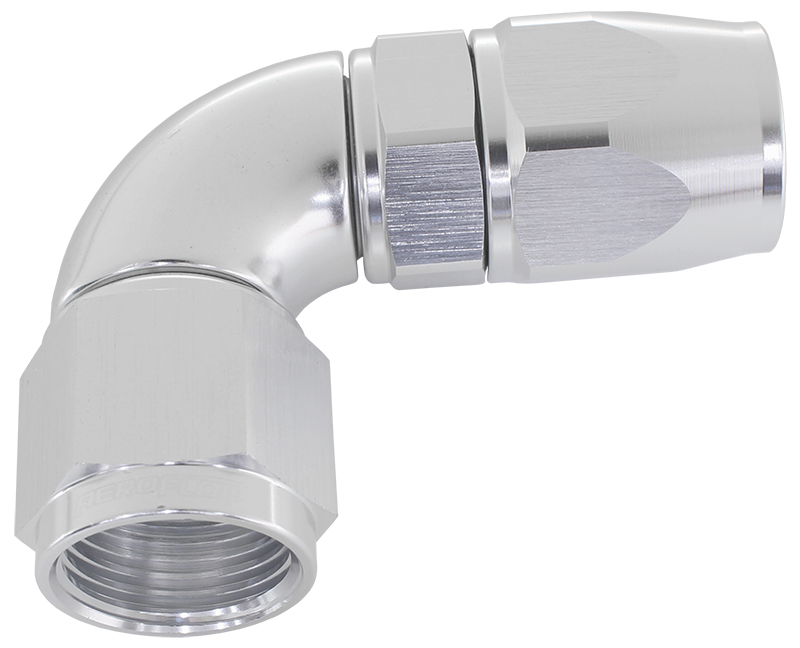 90 DEG -8AN FULL FLOW TEFLON HOSE END SILVER 1 PIECE FULLFL - Image 2