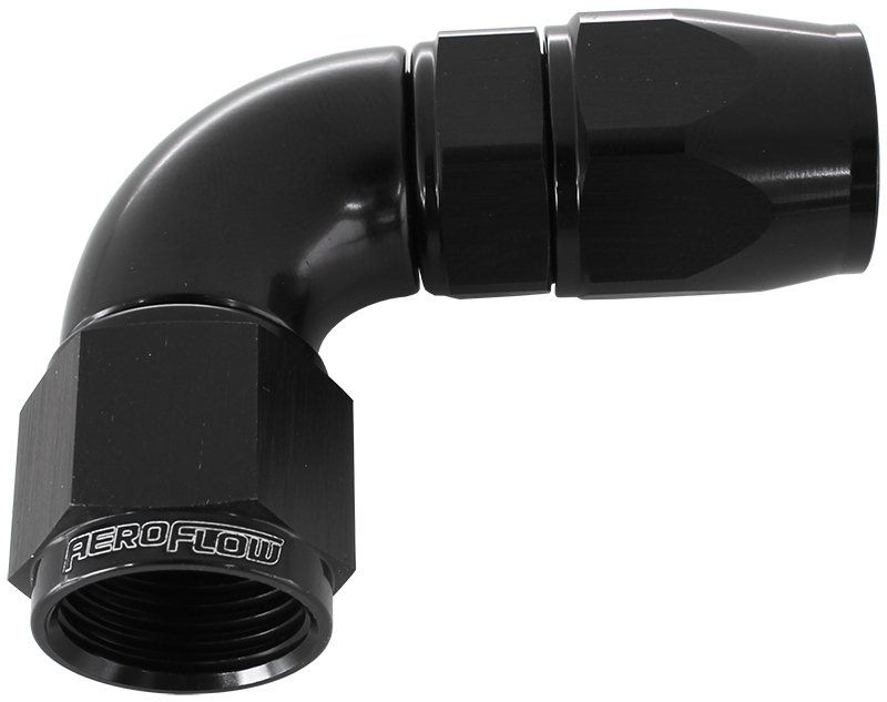 90 DEG -20AN FULL FLOW TEFLON HOSE END BLACK 1 PIECE FULLFLO - Image 2