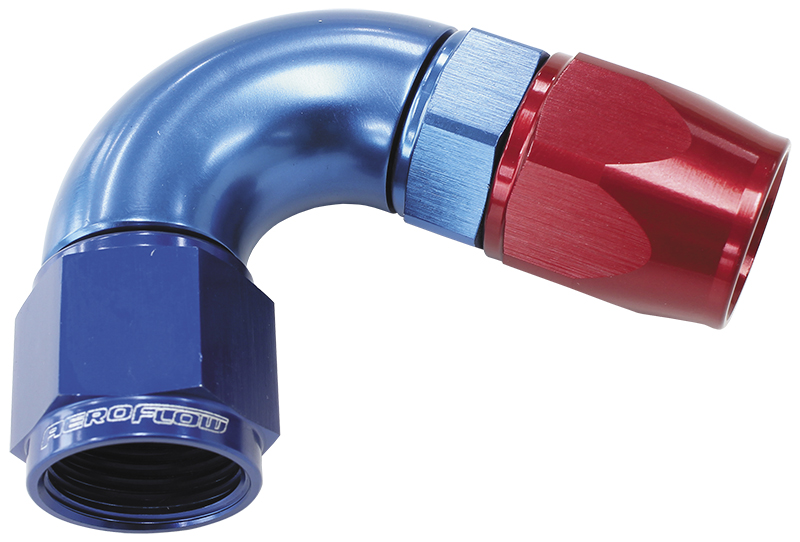 120 DEG -8AN FULL FLOW TEFLON HOSE END BLUE 1 PIECE FULLFLOW - Image 2