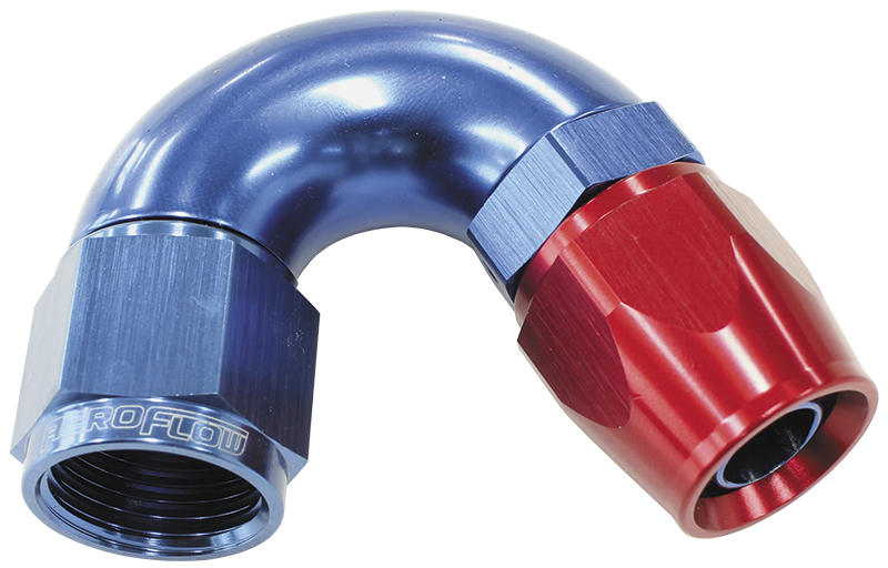 150 DEG -8AN FULL FLOW TEFLON HOSE END BLUE 1 PIECE FULLFLOW - Image 2