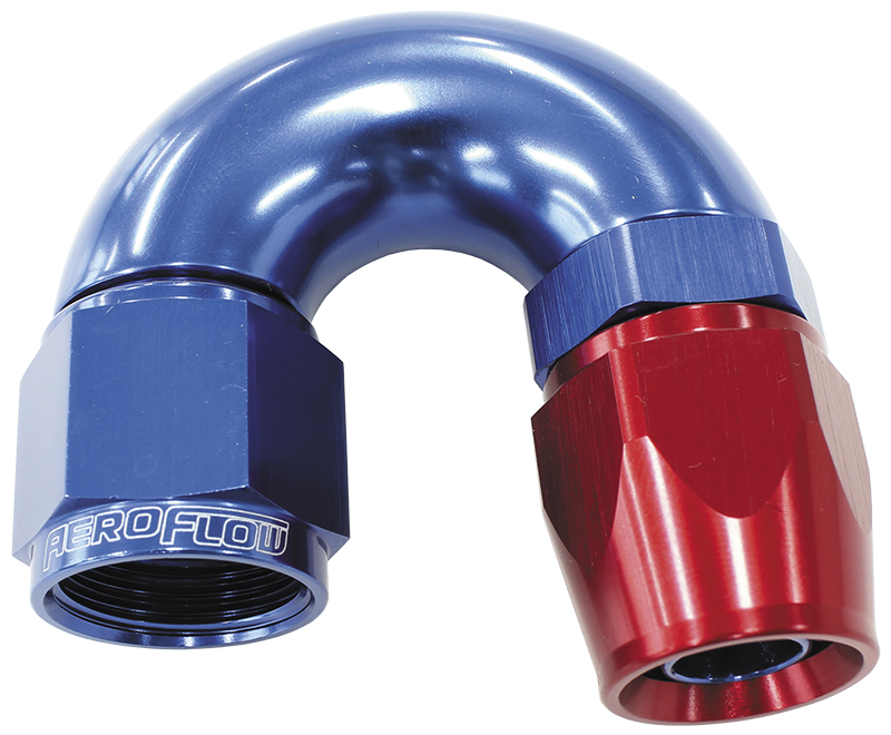 180 DEG -6AN FULL FLOW TEFLON HOSE END BLUE 1 PIECE FULLFLOW - Image 2