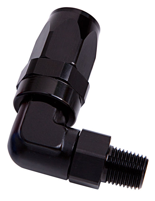 MALE 1/8" NPT 90 DEG TO -6AN BLACK FULL SWIVEL 90 DEG - Image 2