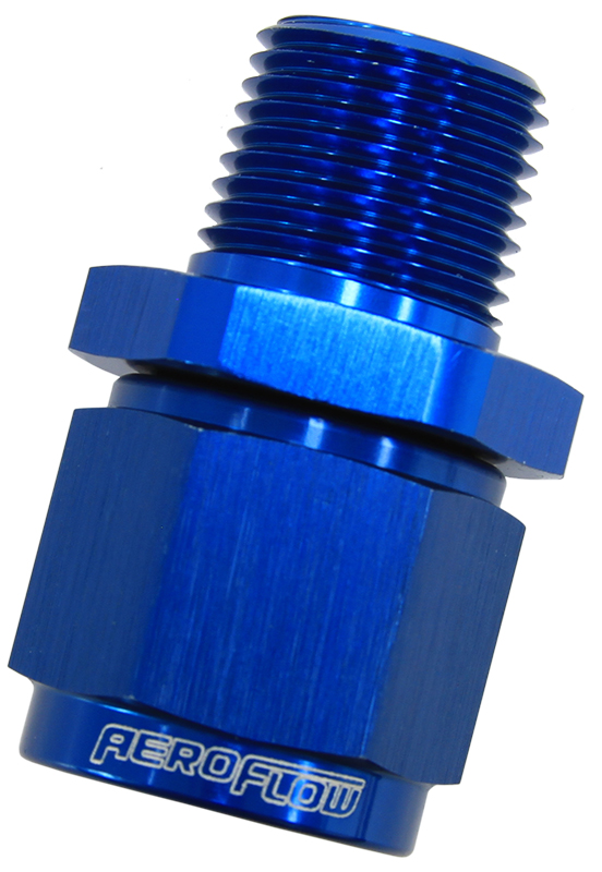 1/2" NPT TO -8AN FEMALE NUT BLUE STRAIGHT SWIVEL NUT - Image 2