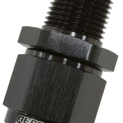 1/2″ NPT TO -8AN FEMALE NUT   BLACK STRAIGHT SWIVEL NUT