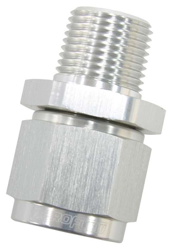 3/8" NPT TO -10AN FEMALE NUT SILVER STRAIGHT SWIVEL NUT - Image 2
