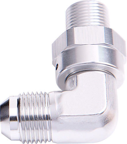 90 DEG 1/8" NPT TO -4AN SILVER MALE SWIVEL THREAD - Image 2