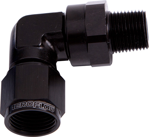 90 DEG 1/8" NPT TO -3AN BLACK FEMALE SWIVEL NUT - Image 2