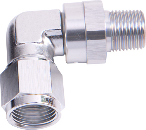 <strong>90° Male NPT to Female AN Adapter 3/8" to -6AN </strong> Silver Finish - Image 2