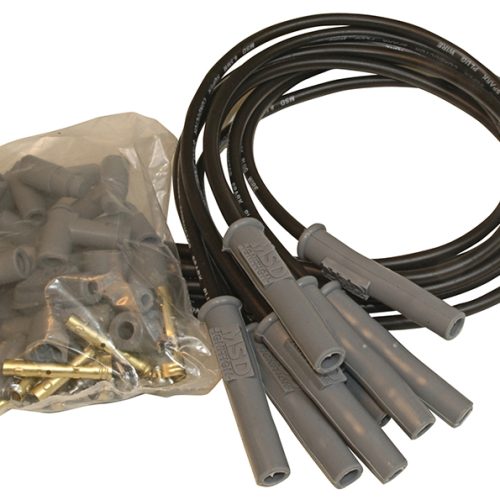 UNIVERSAL BLACK STRAIGHT SPARKPLUG LEADS POINTS & HEI SUPER