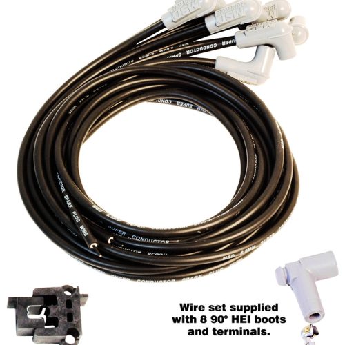 UNIVERSAL BLACK 90 DEG SPARK  PLUG LEAD SET **HEI** SUPER