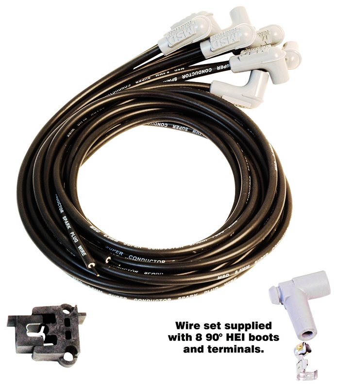 UNIVERSAL BLACK 90 DEG SPARK PLUG LEAD SET **HEI** SUPER