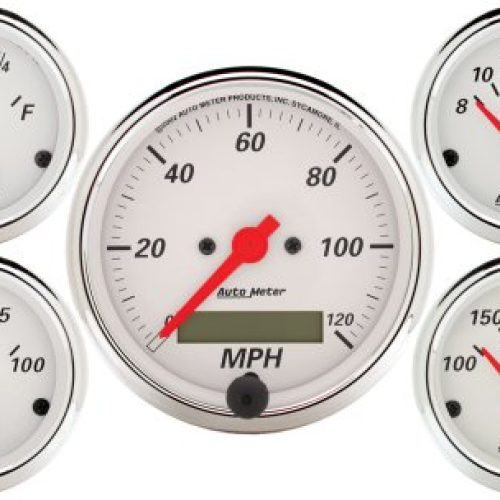 ARCTIC WHITE 5-PIECE GAUGE KIT3-1/8″ SPEEDO & 2-1/16″ GAUGES
