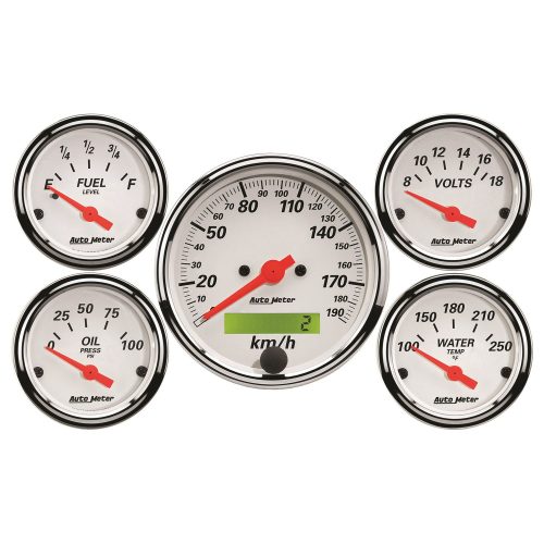 ARCTIC WHITE 5-PIECE GAUGE KIT3-1/8″ SPEEDO & 2-1/16″ GAUGES