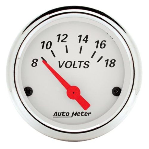 ARCTIC WHITE 2-1/16 VOLTMETER 8-18 VOLTS, SHORT SWEEP ELECT.