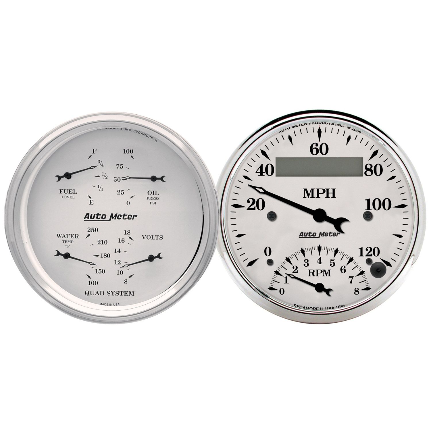 OLD TYME WHITE COMBO GAUGE KITQUAD GAUGE & TACH/SPEEDO COMBO