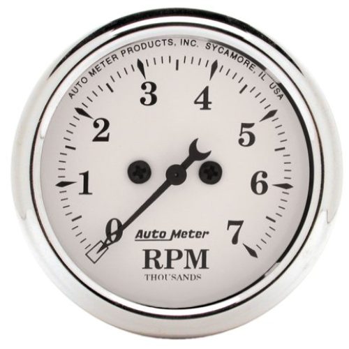 OLD TYME WHITE IN-DASH TACHO  2-1/16″, 0-7000RPM