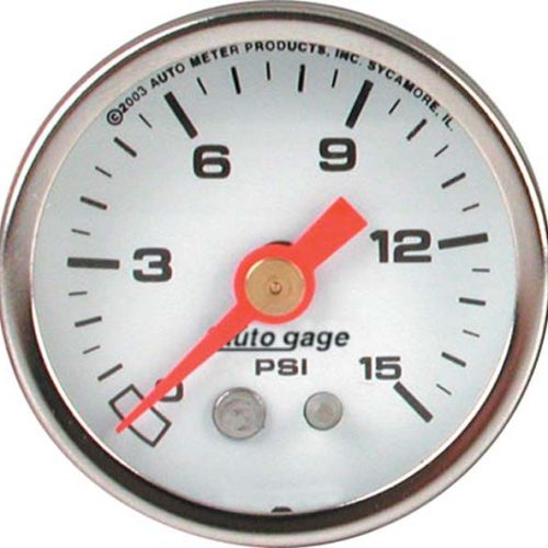 0-15 PSI 1-1/2 WHITE FUEL PRESSURE LIQUID FILLED GAUGE