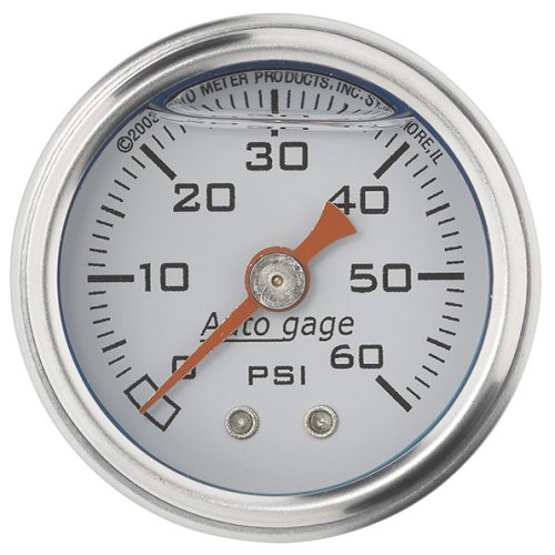 0-60 PSI 1-1/2 WHITE FUEL PRESSURE LIQUID FILLED GAUGE