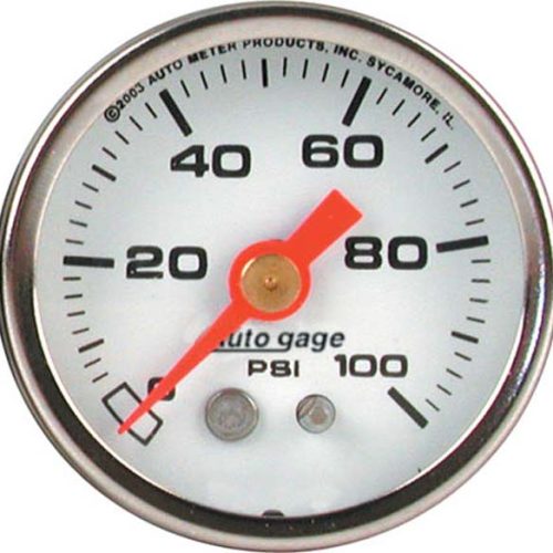 0-100 PSI 1-1/2 WHITE FUEL PRESSURE LIQUID FILLED GAUGE
