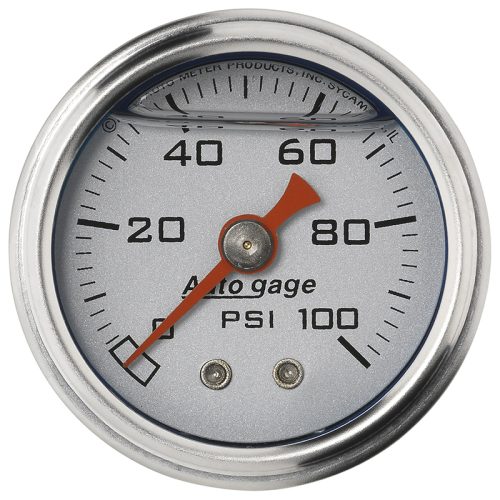 0-100 PSI 1-1/2 SILVER FUEL PRESSURE LIQUID FILLED GAUGE